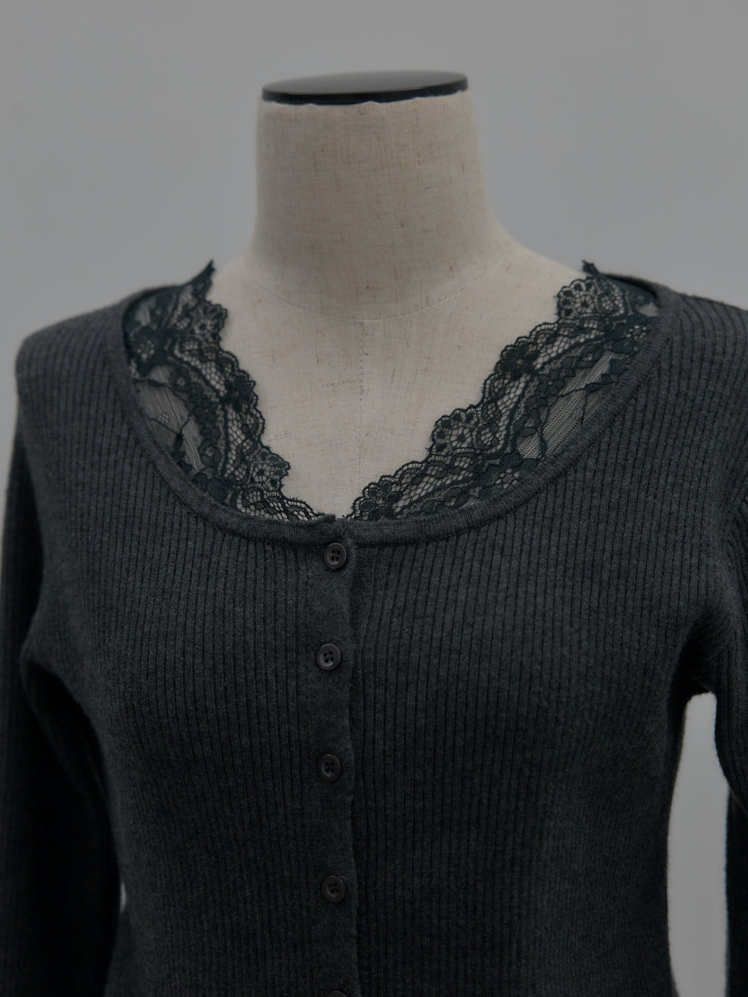 レースドッキングリブニットトップス