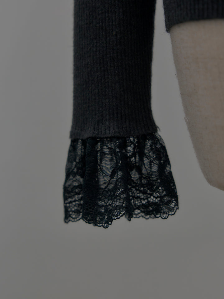 レースドッキングリブニットトップス