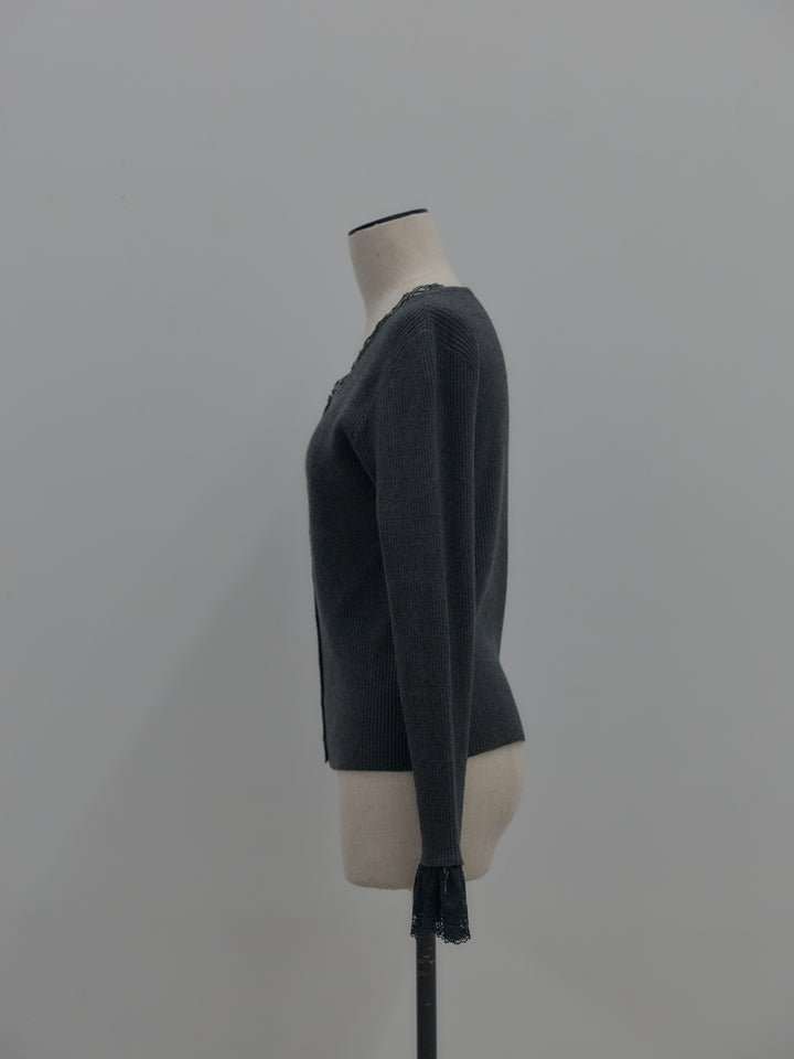 レースドッキングリブニットトップス