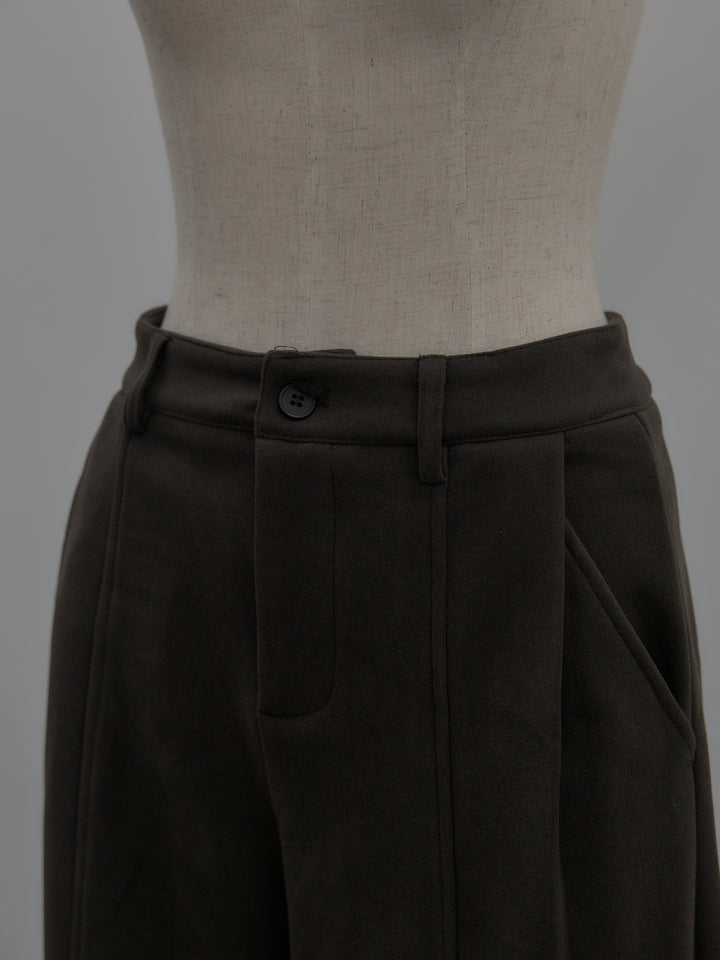 裏起毛センターシームタックワイドパンツ