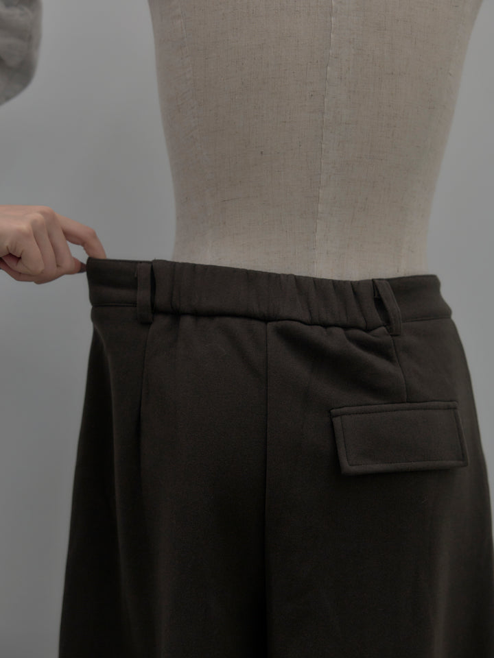 裏起毛センターシームタックワイドパンツ