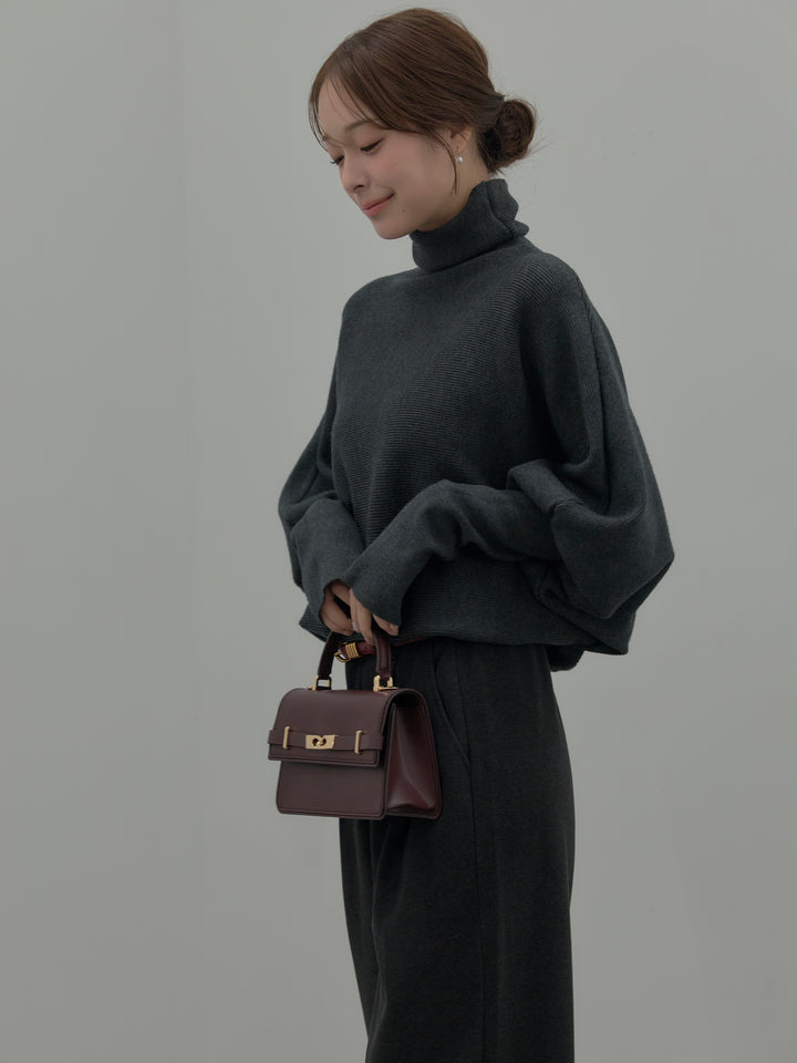 ドルマンハイネックニットトップス