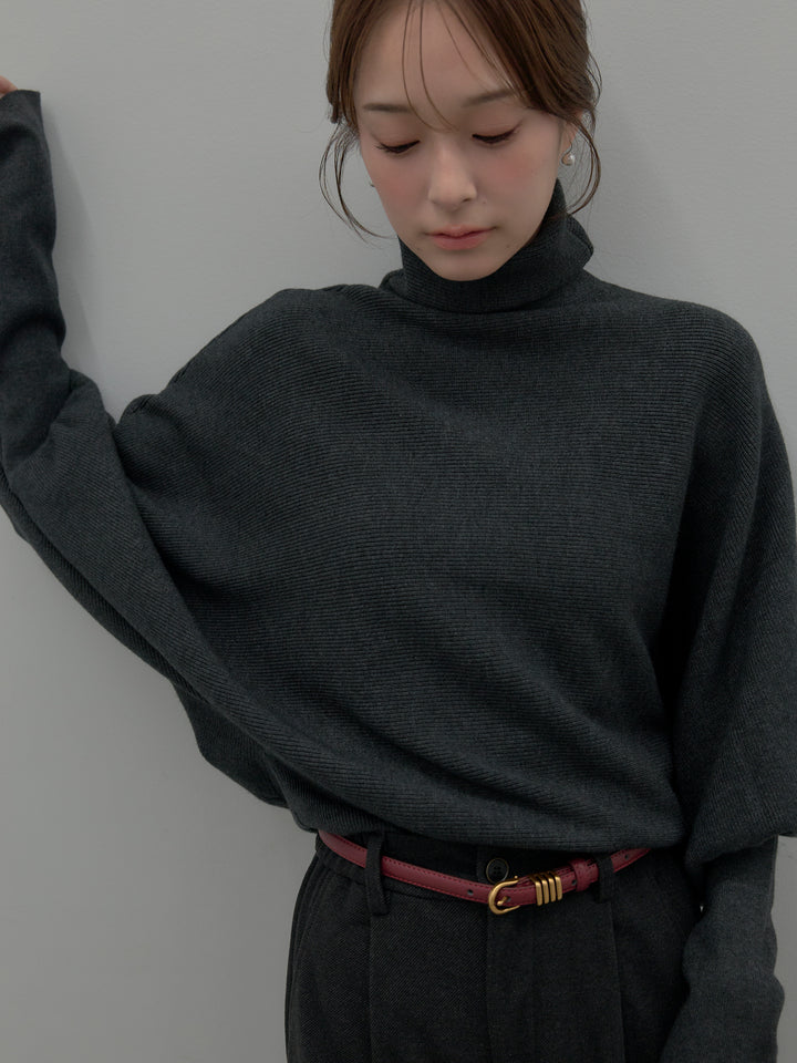 【SET】ドルマンハイネックニットトップス+センタータックウールタッチパンツ(2set)