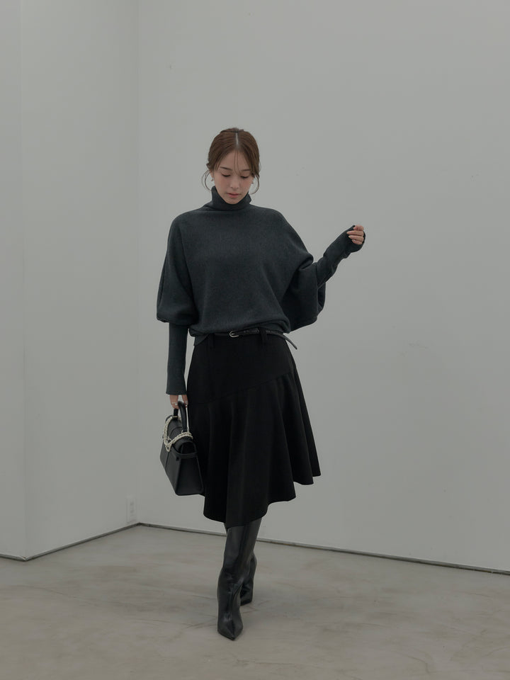 ドルマンハイネックニットトップス