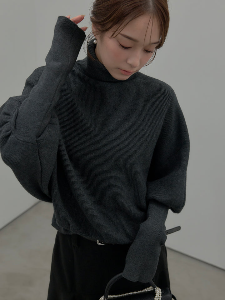 ドルマンハイネックニットトップス