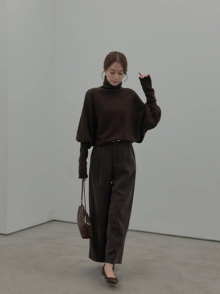 ドルマンハイネックニットトップス