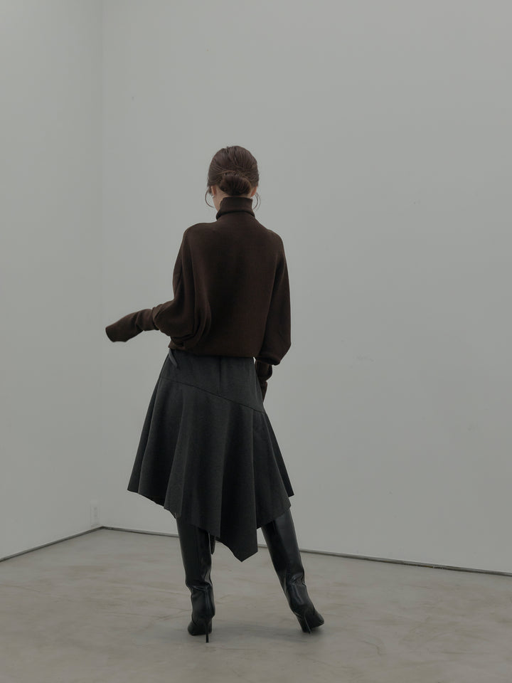 ミディ丈アシンメトリーフレアスカート