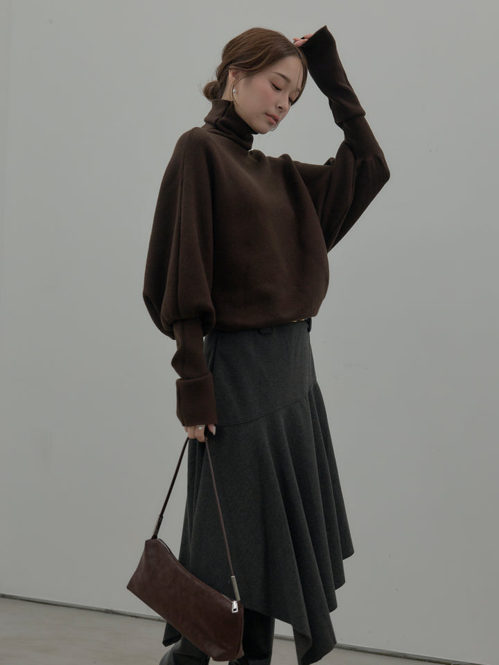 ドルマンハイネックニットトップス