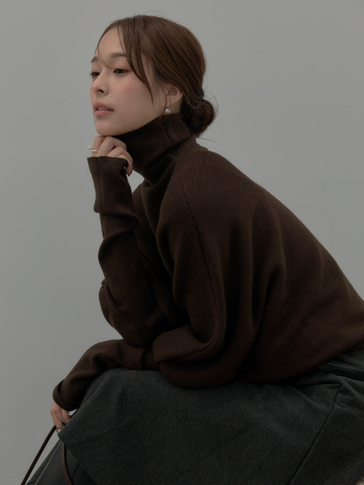 ドルマンハイネックニットトップス