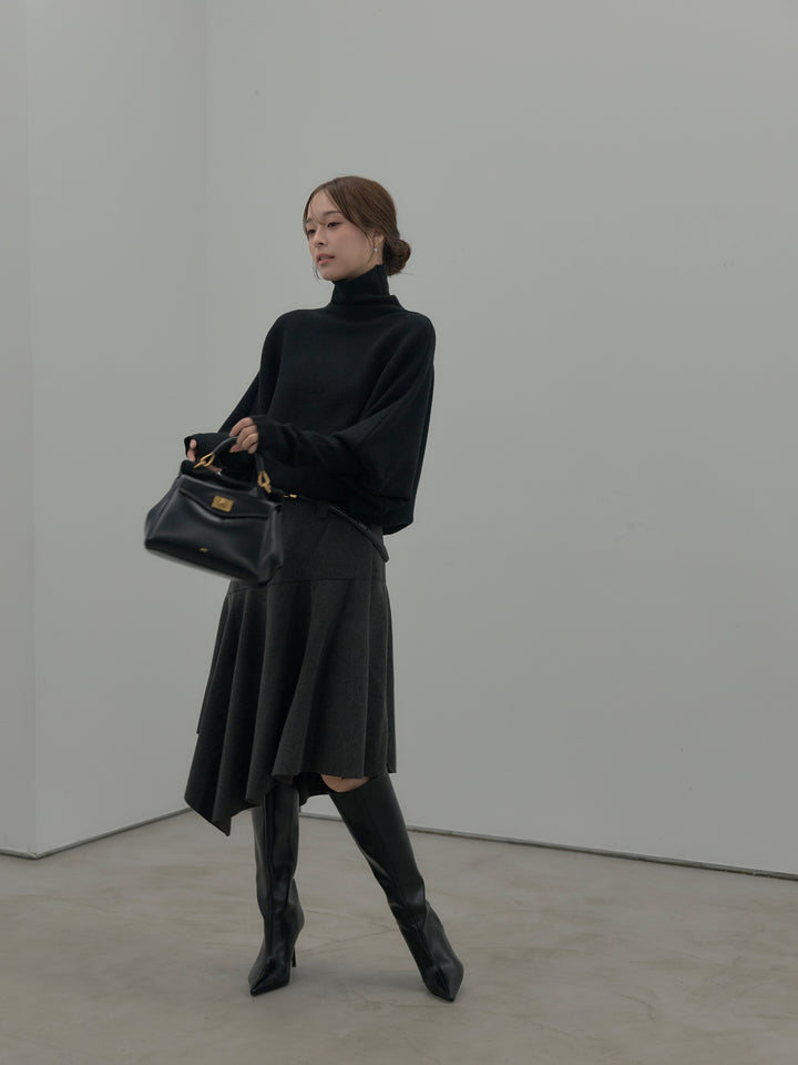 ミディ丈アシンメトリーフレアスカート