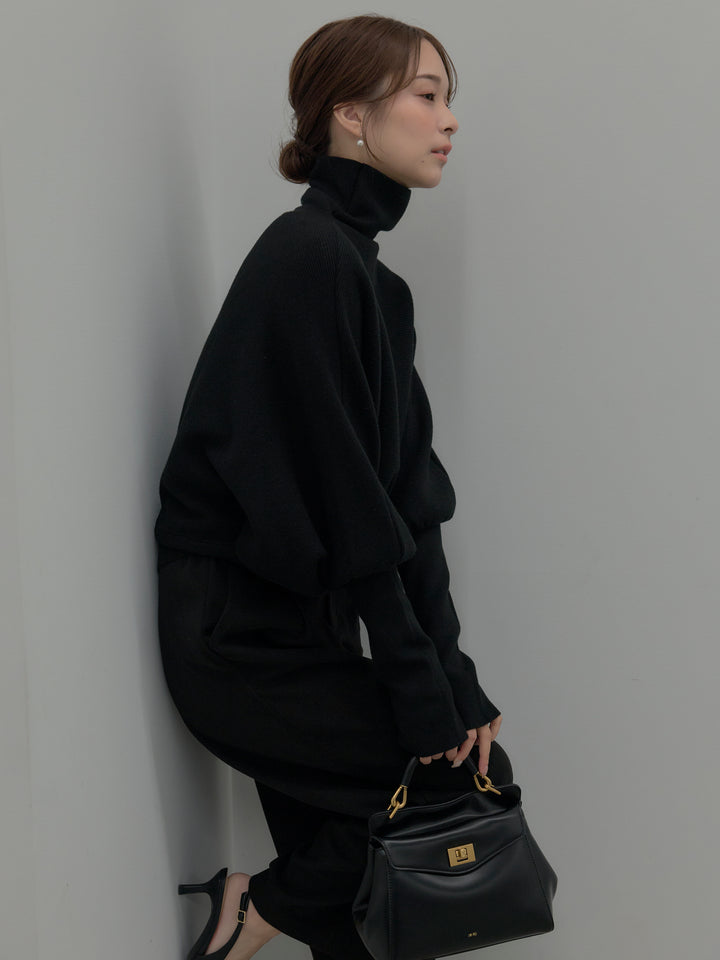 ドルマンハイネックニットトップス