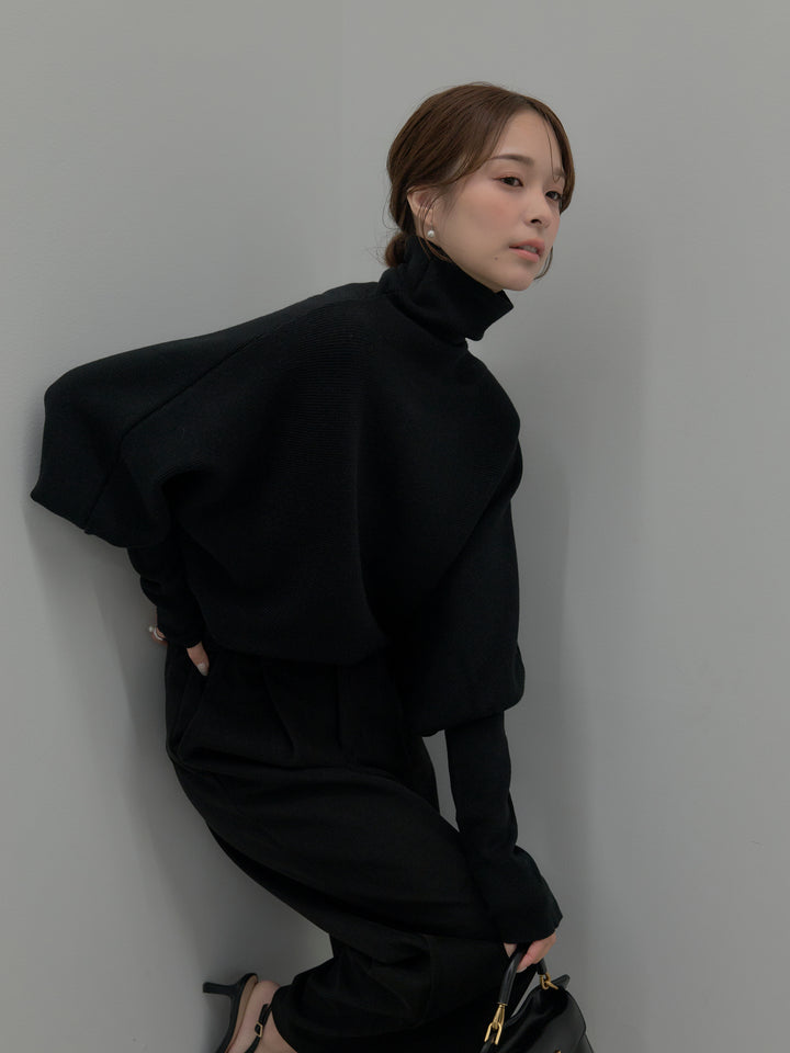 ドルマンハイネックニットトップス