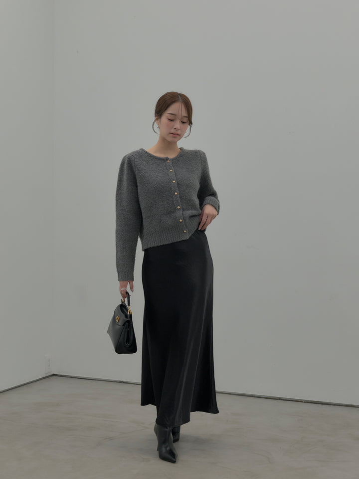 プードルニットパフスリーブカーディガン