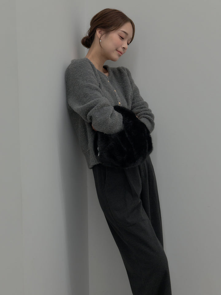 プードルニットパフスリーブカーディガン
