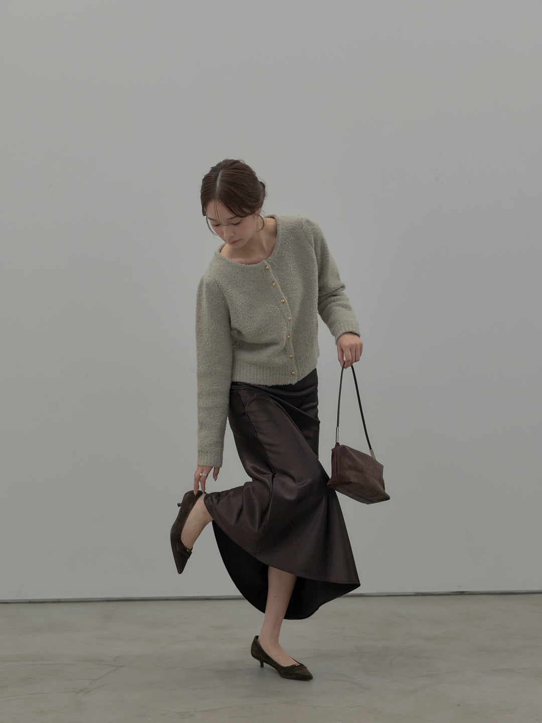 プードルニットパフスリーブカーディガン