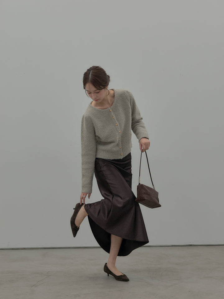 プードルニットパフスリーブカーディガン