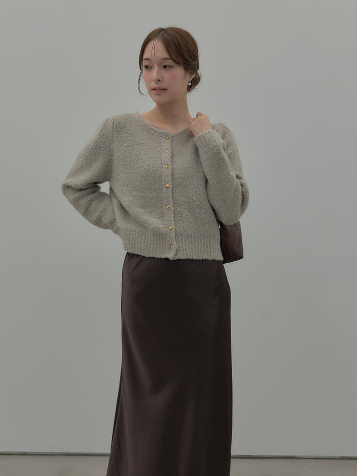 プードルニットパフスリーブカーディガン