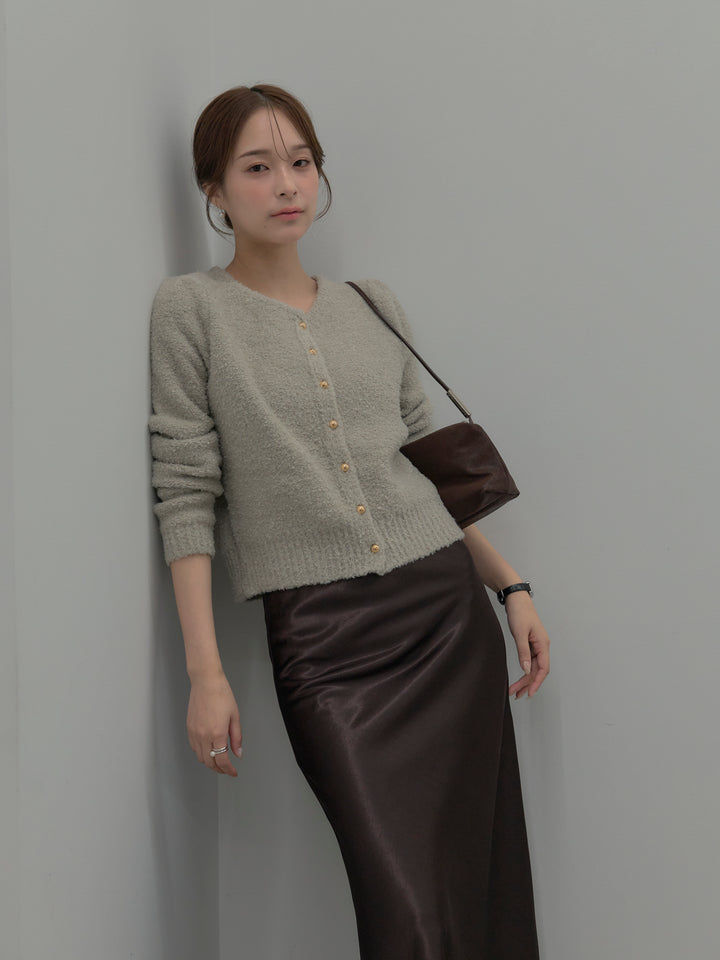 プードルニットパフスリーブカーディガン