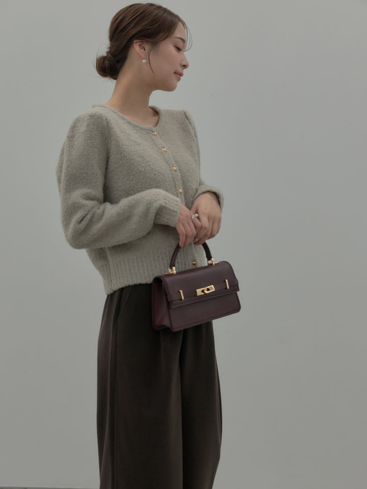 プードルニットパフスリーブカーディガン