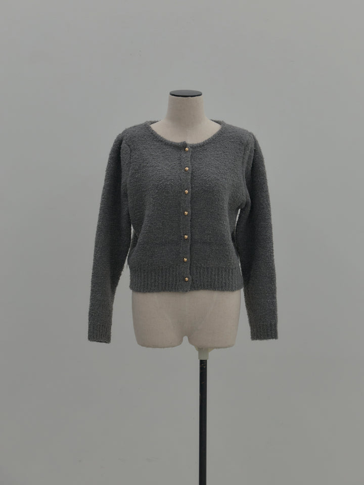プードルニットパフスリーブカーディガン