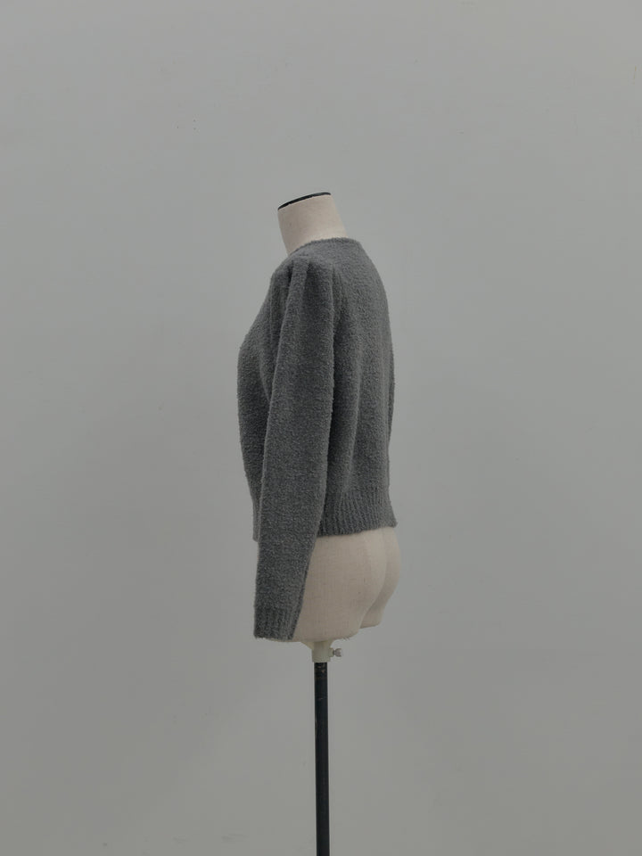 プードルニットパフスリーブカーディガン