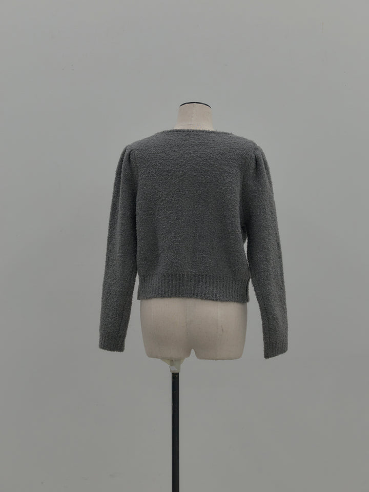 プードルニットパフスリーブカーディガン