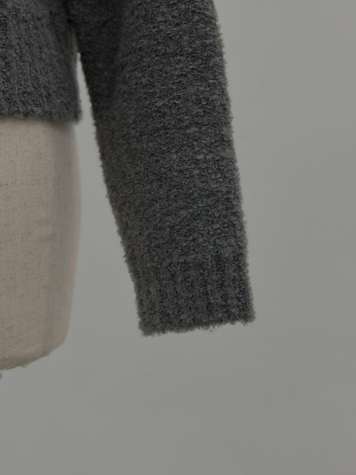 プードルニットパフスリーブカーディガン