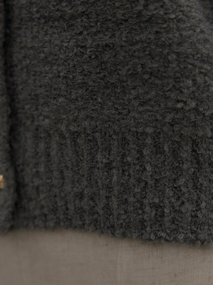 プードルニットパフスリーブカーディガン