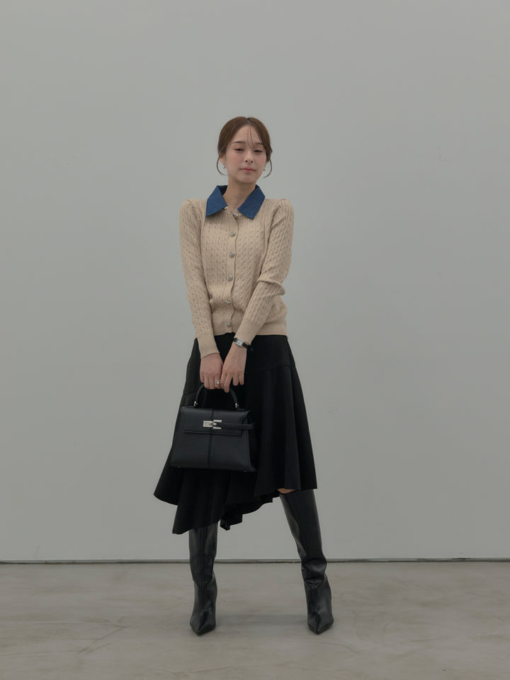 ミディ丈アシンメトリーフレアスカート