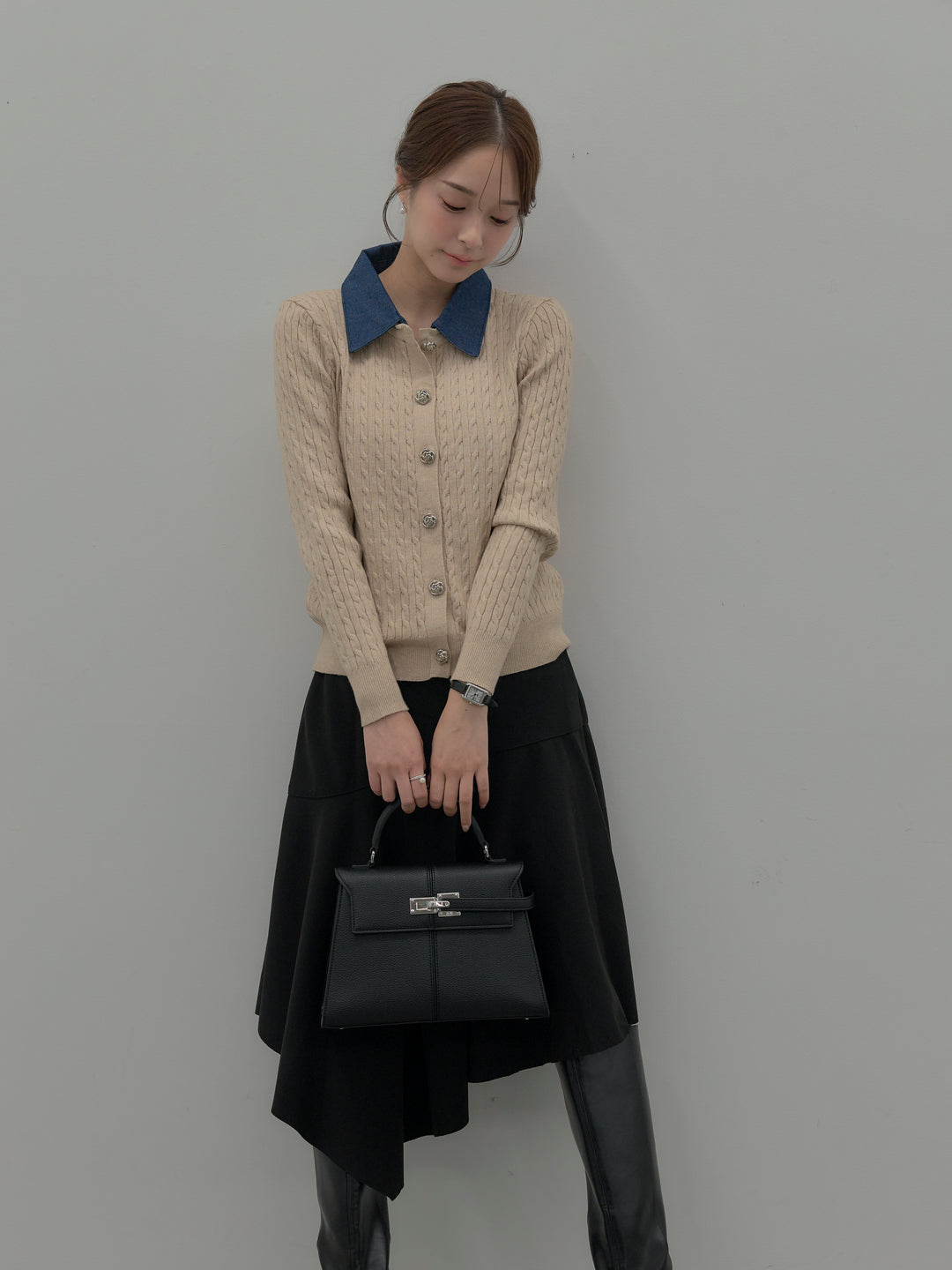 ミディ丈アシンメトリーフレアスカート