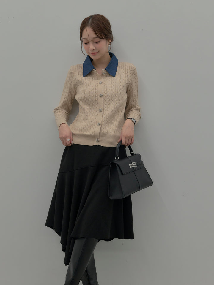 ミディ丈アシンメトリーフレアスカート