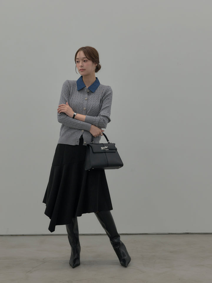 ミディ丈アシンメトリーフレアスカート