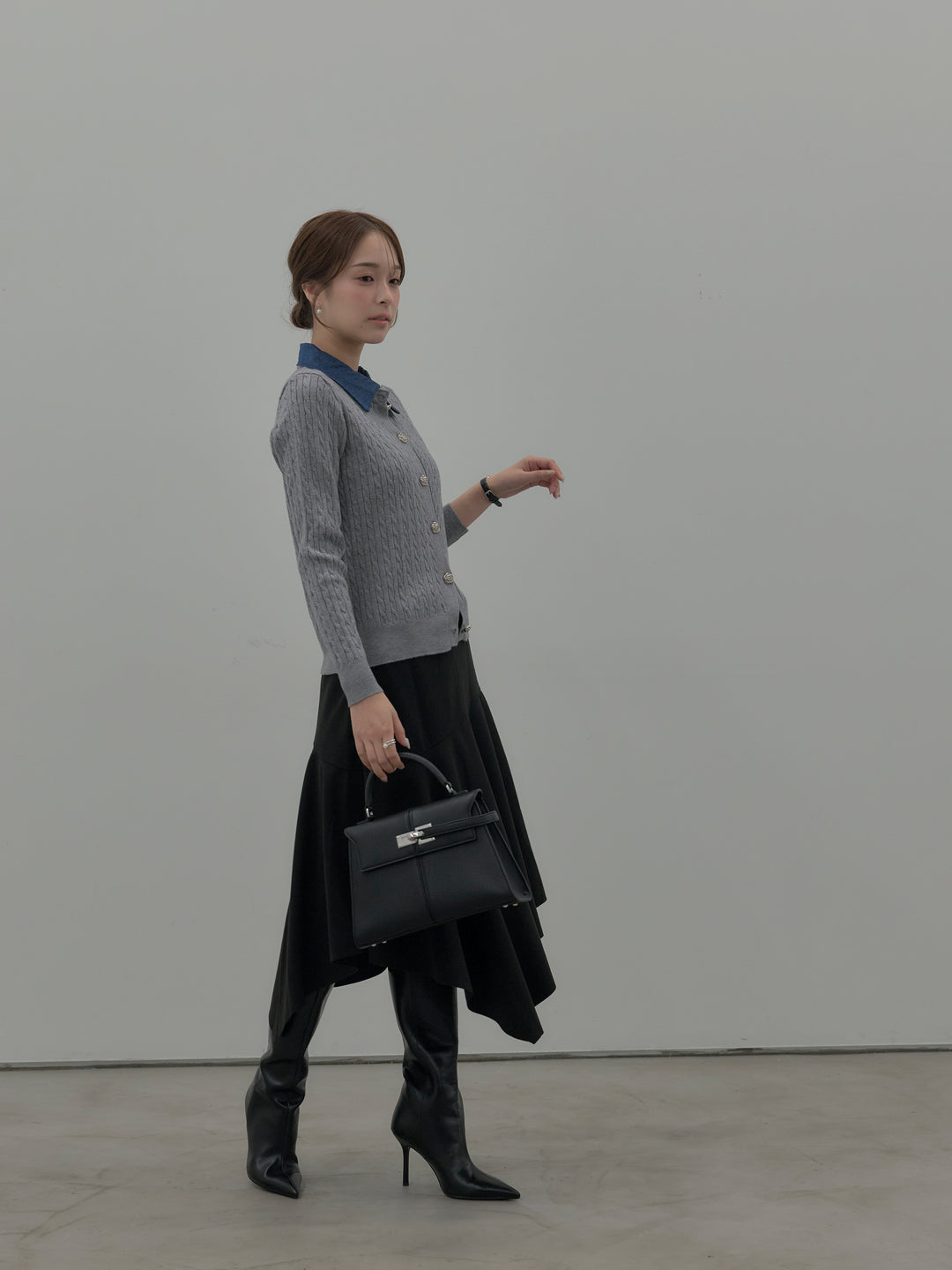 ミディ丈アシンメトリーフレアスカート