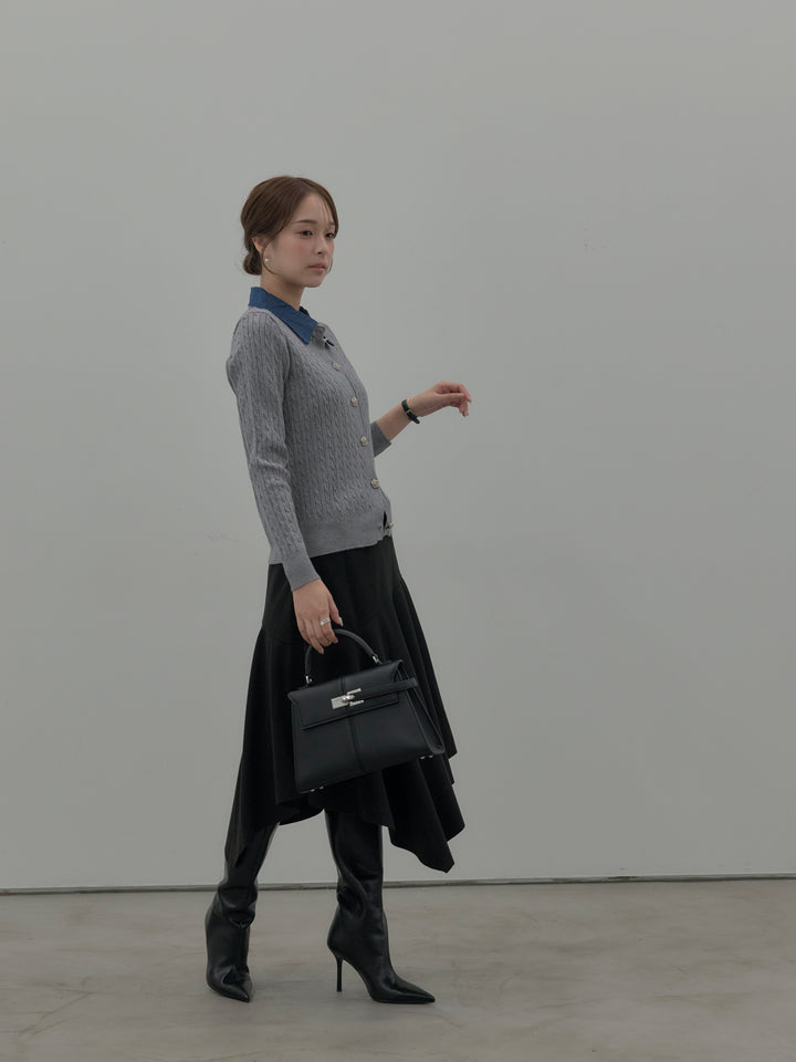 ミディ丈アシンメトリーフレアスカート