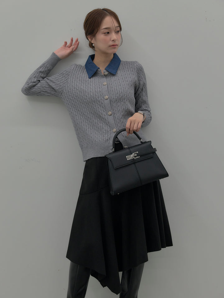 ミディ丈アシンメトリーフレアスカート