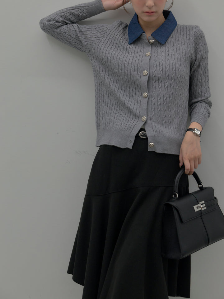 ミディ丈アシンメトリーフレアスカート