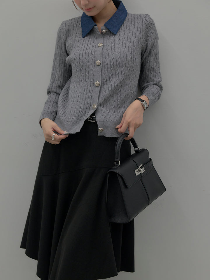 ミディ丈アシンメトリーフレアスカート