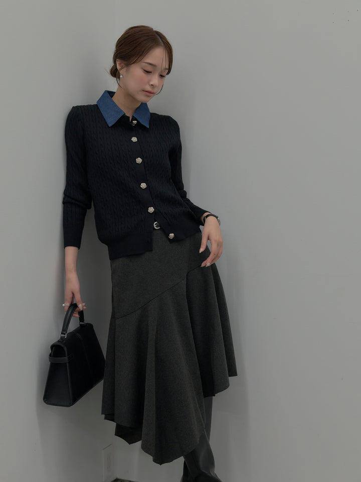 ミディ丈アシンメトリーフレアスカート