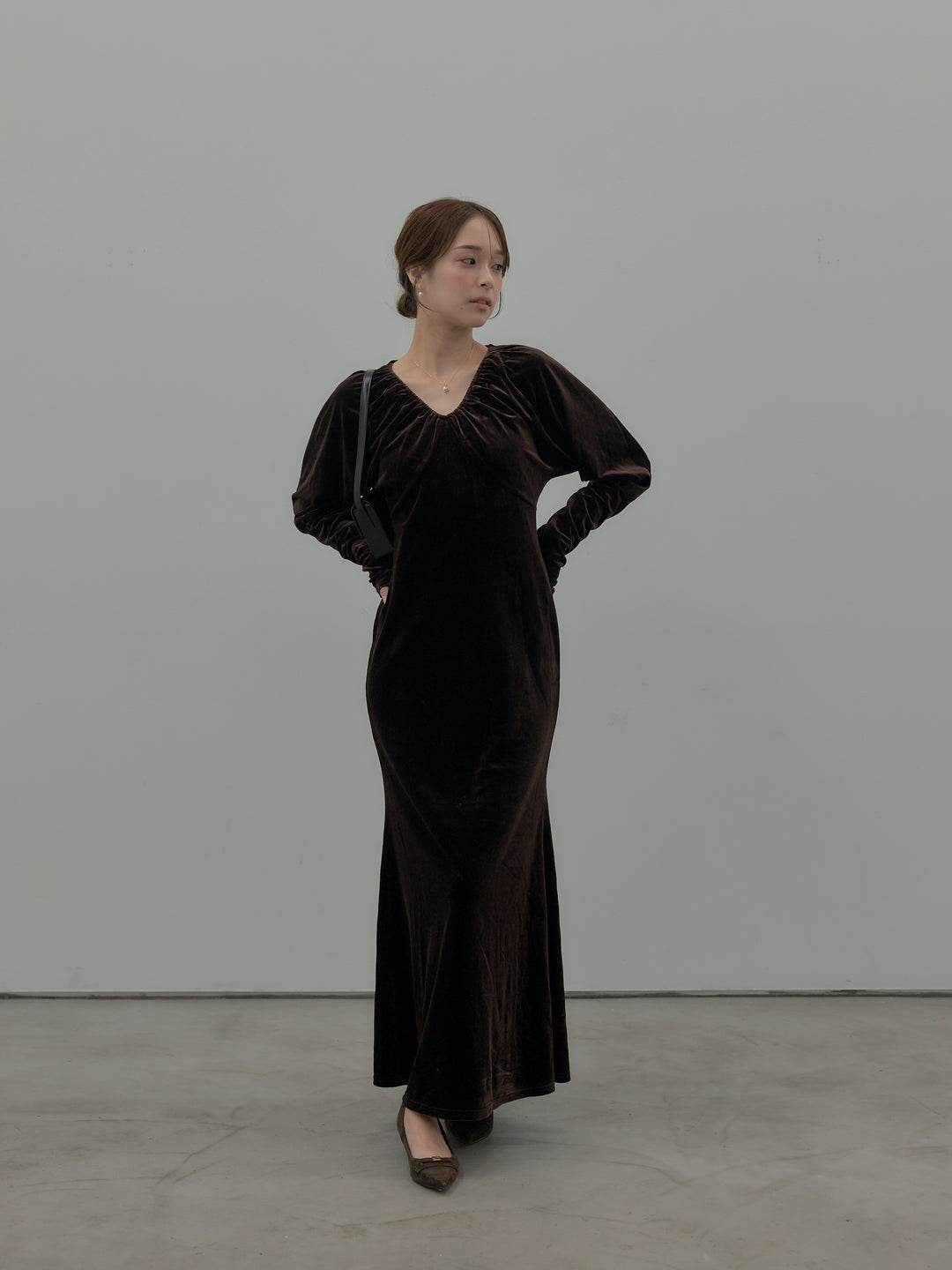 リッチベロアギャザーロングドレス