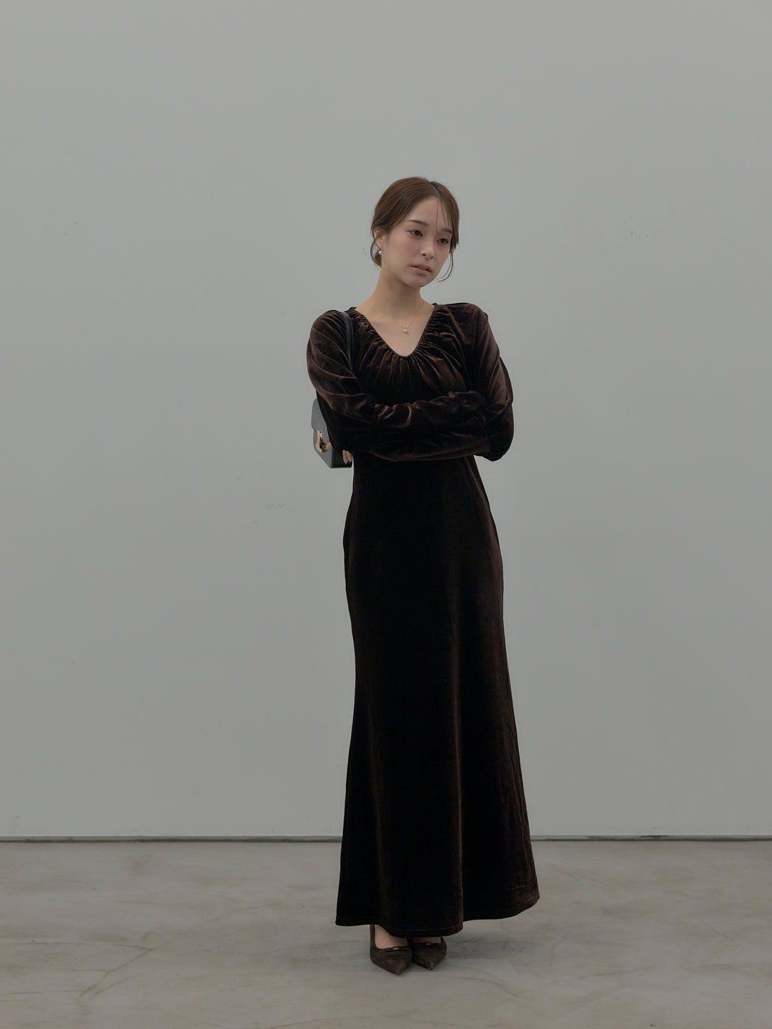 リッチベロアギャザーロングドレス