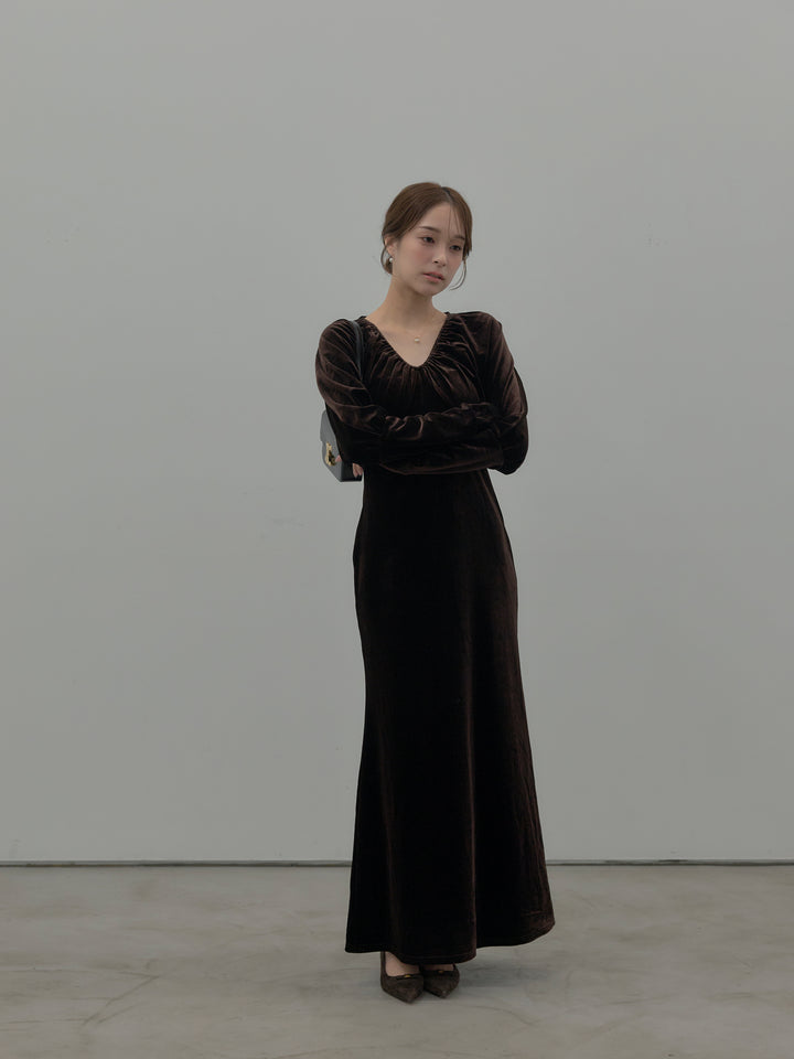 リッチベロアギャザーロングドレス