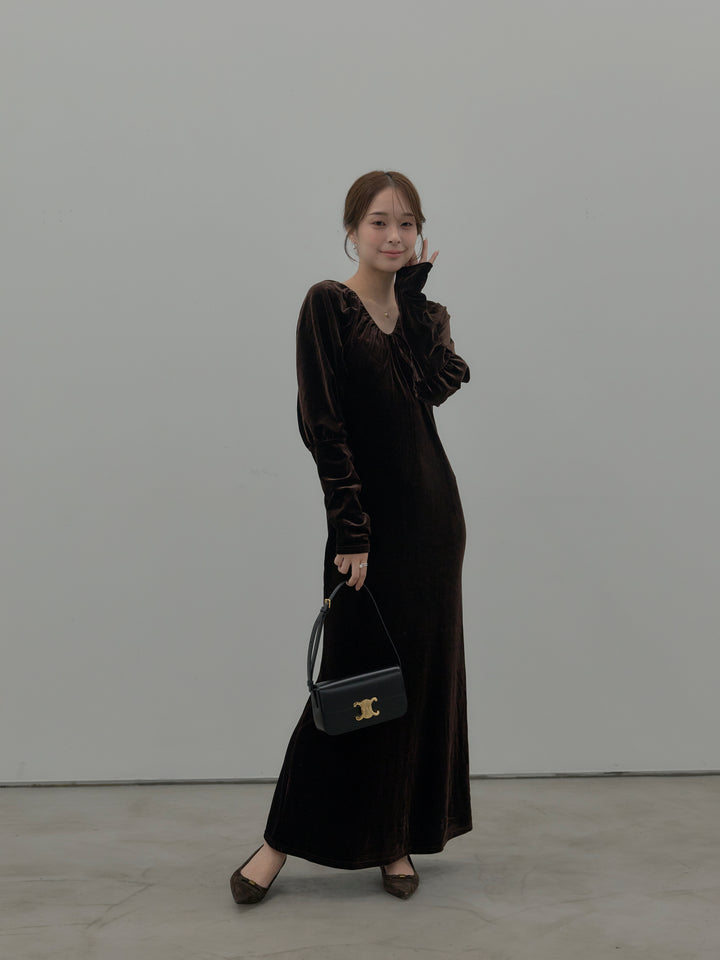 リッチベロアギャザーロングドレス