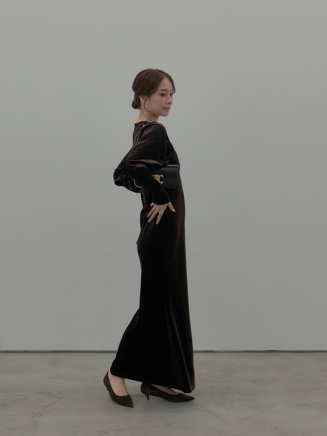 リッチベロアギャザーロングドレス