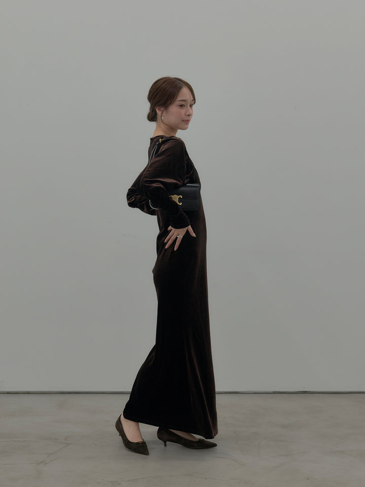 リッチベロアギャザーロングドレス