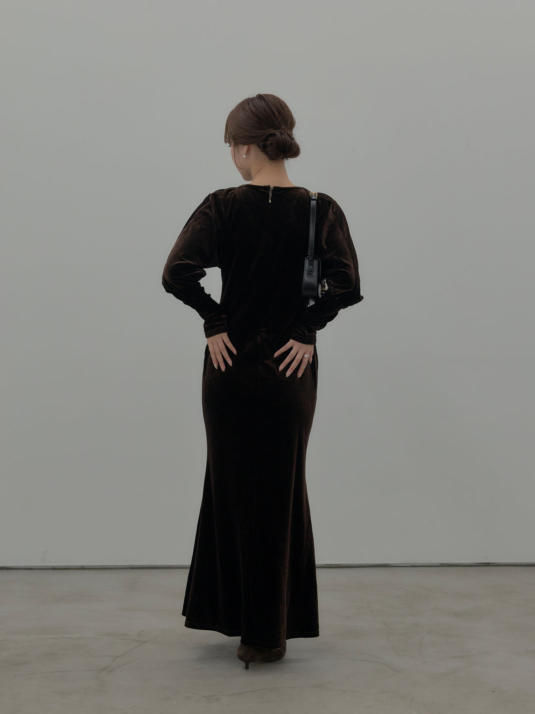 リッチベロアギャザーロングドレス