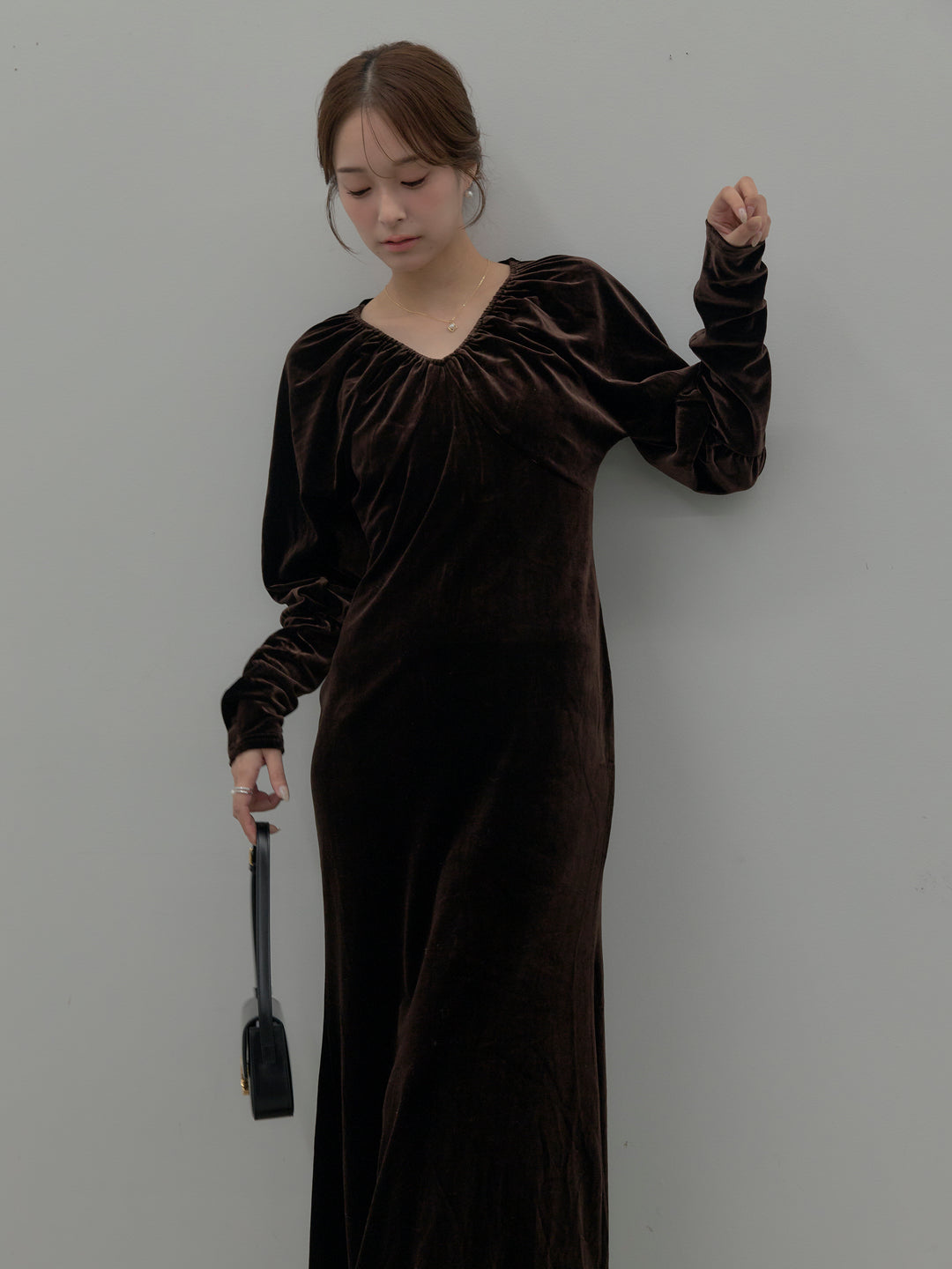リッチベロアギャザーロングドレス