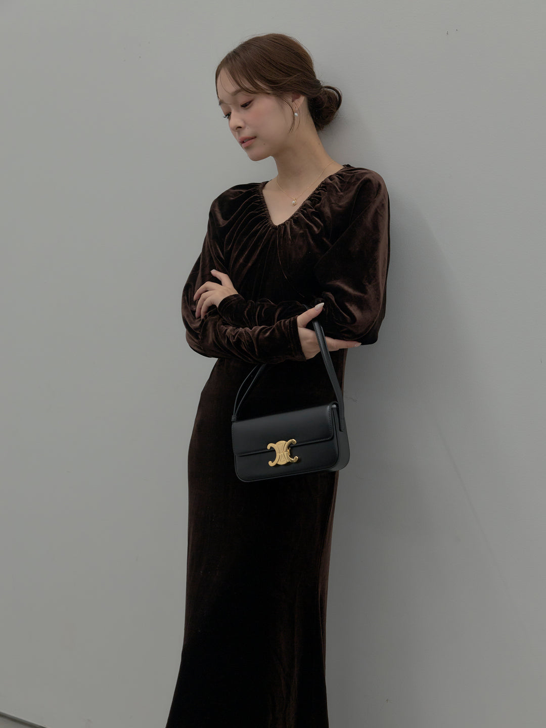 リッチベロアギャザーロングドレス