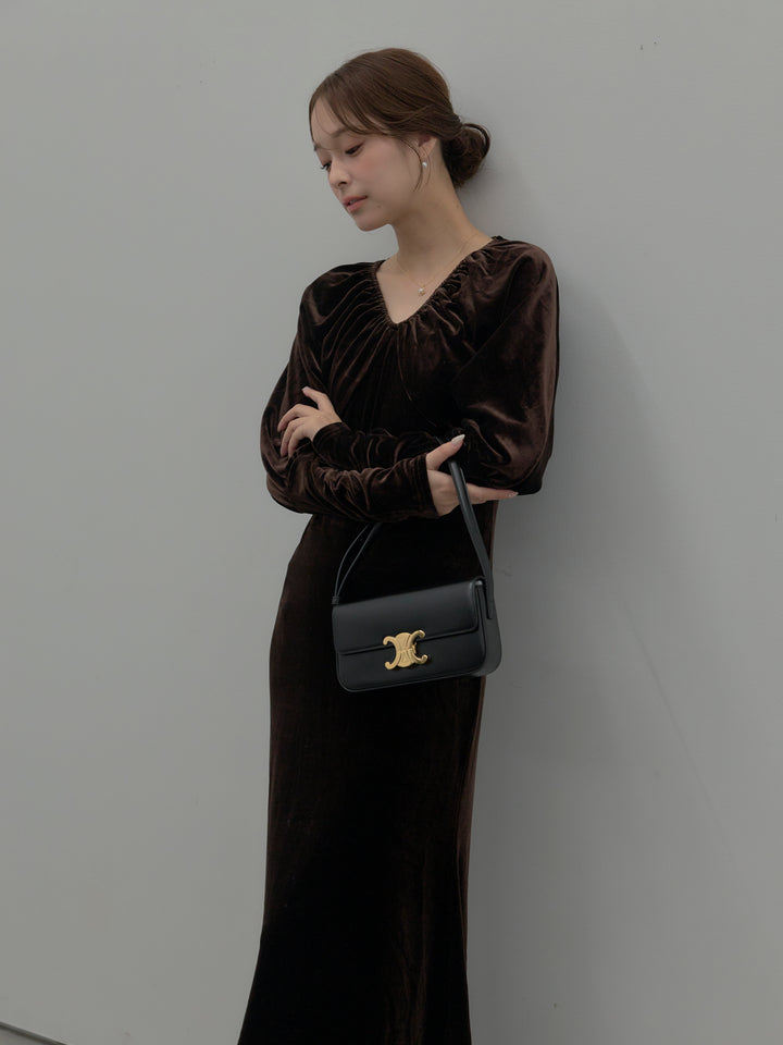 リッチベロアギャザーロングドレス