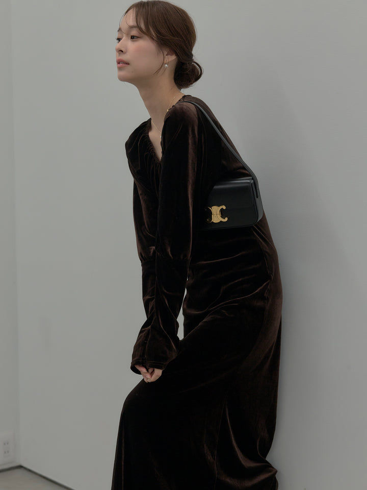 リッチベロアギャザーロングドレス