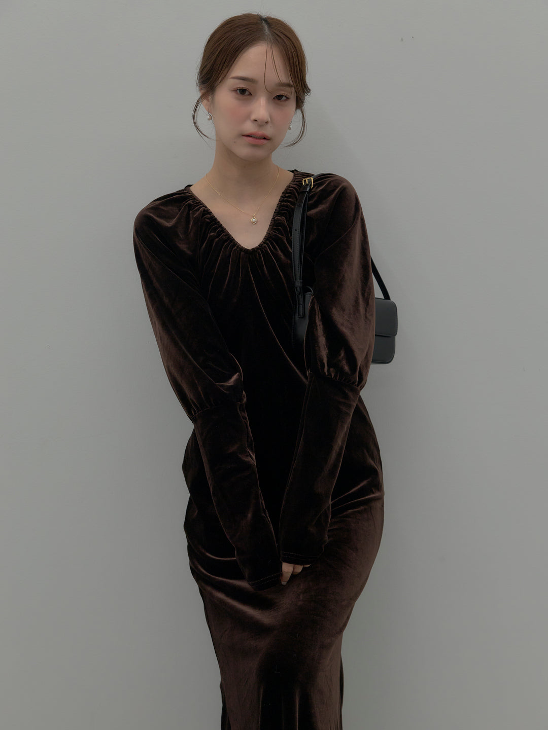 リッチベロアギャザーロングドレス